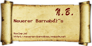 Neuerer Barnabás névjegykártya